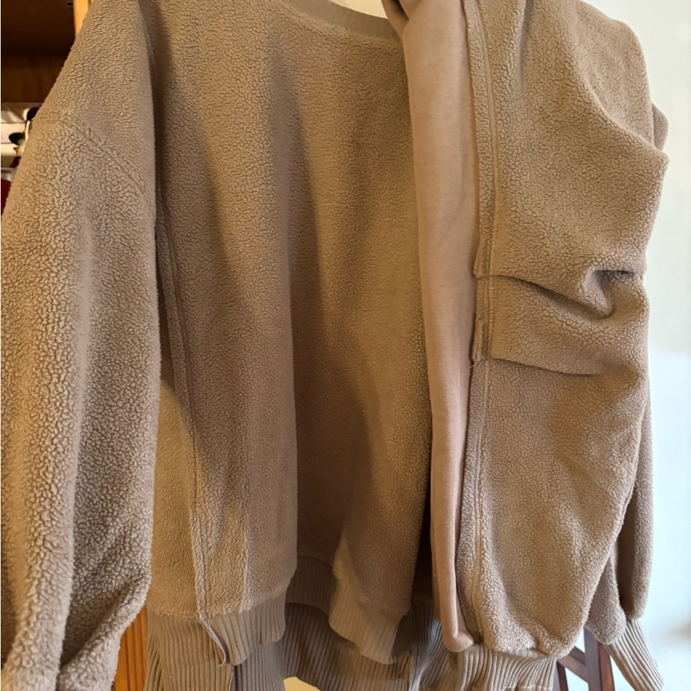 Easel Tan Fleece Two Piece Jogger Set.